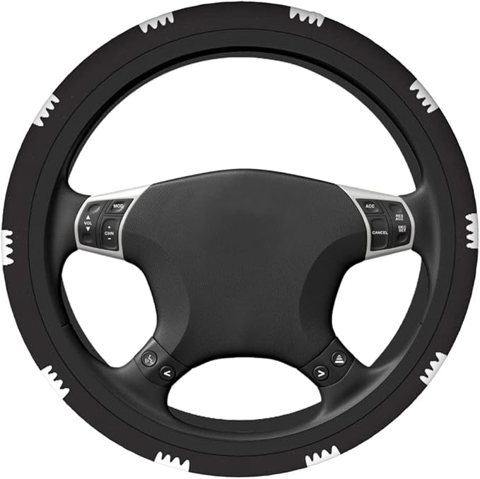 Swono Halloween Ghost Universal 15" Steering Wheel Covers Cute Ghost with Speech Bubble Boo Black Cute Car Steering Wheel Cover for Men Women Girls Car Accessories