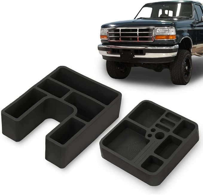 PIT66 Front Floor Center Console Compatible with Ford F150 F250 F350 Bronco 1978-1996 Floor Console Organizer Inserts 2PCS