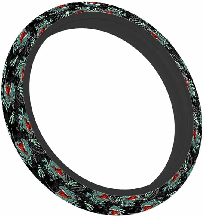 Dinosaur Head Steering Wheel Cover Open Mouth with Teeth Showing Steering Wheel Cover for Women Men Anti-Slip Breathable Steering Wheel Protector Car Accessories