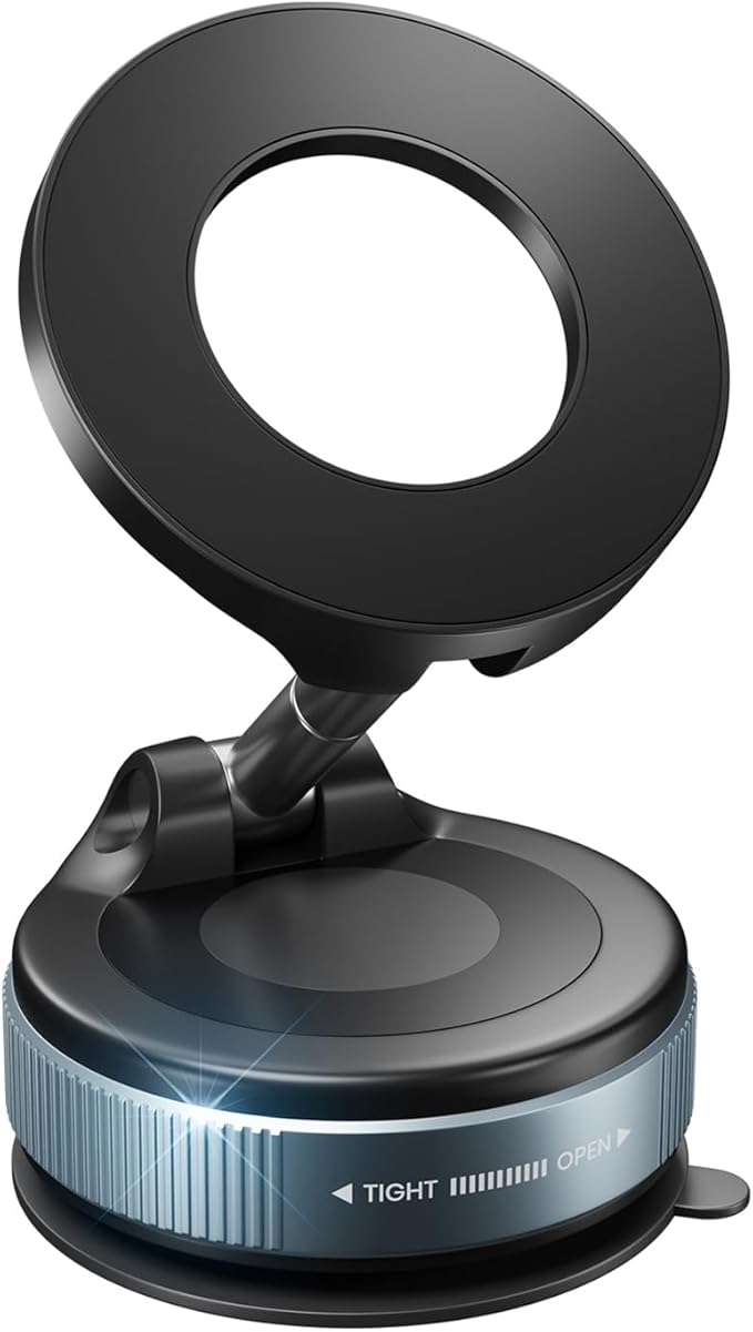 Upgraded 360° Vacuum Magnetic Phone Holder, Vacuum Suction Magnetic Phone Mount with Foldable Phone Holder for Car/Gym/Mirror/Smooth Surface, Suitable with All Smartphones (K007 Black)