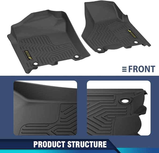 PIT66 Floor Mats Cargo Liners Compatible with Dodge Ram 2500 3500 Crew Cab 2019-2024 with 1st Row Bucket or Bench Seats 1st and 2nd Row All Weather TPE Liner Accessories