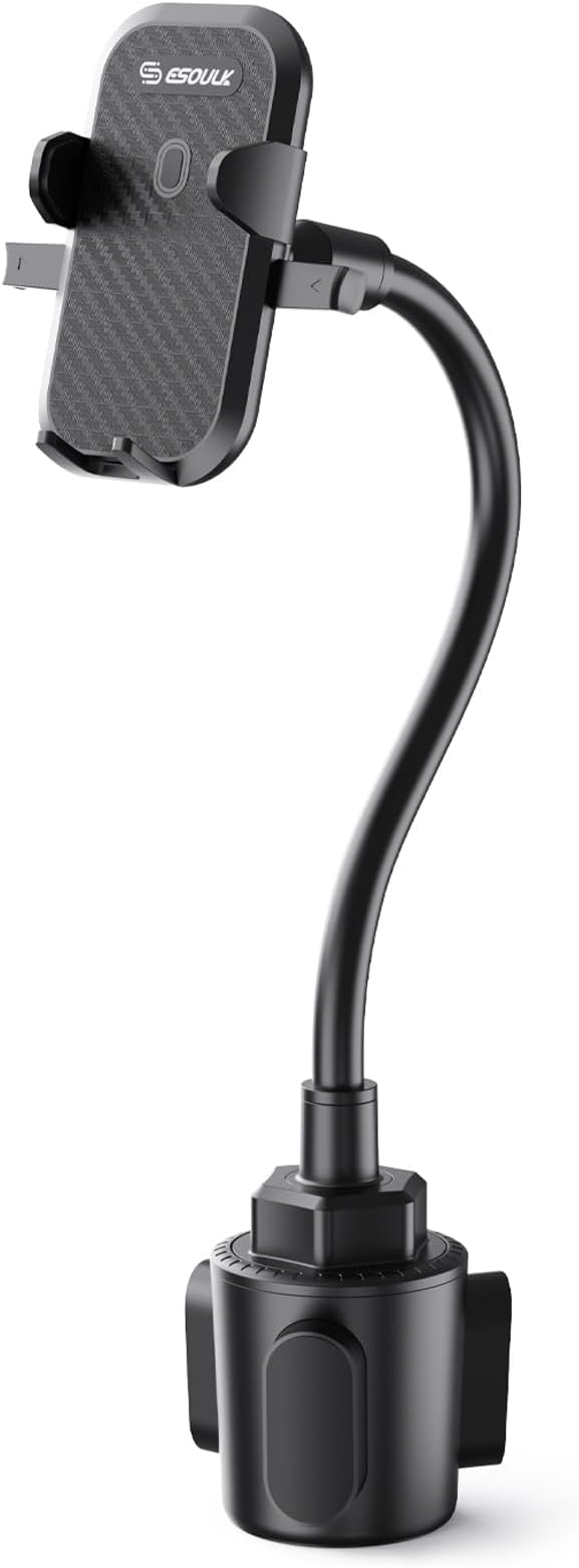 Esoulk [Upgraded Version Cup Phone Holder for Car, Universal Adjustable Long Neck Car Phone Mount Cradle Friendly Compatible with iPhone Samsung Google and All 4.0-7.0 inches Smartphones (Cup Holder)