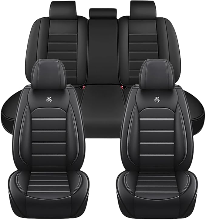 for Toyota Highlander 2006-2026 Seat Covers,Waterproof,Abrasion-Resistant PU Leather Full Set Seat Cover(Classic Black)