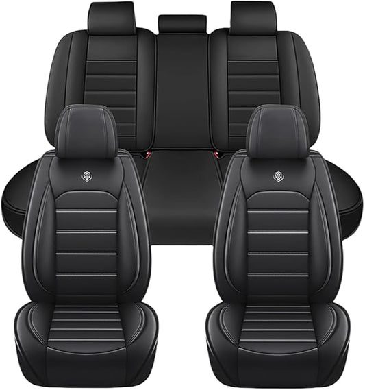 for Toyota Highlander 2006-2026 Seat Covers,Waterproof,Abrasion-Resistant PU Leather Full Set Seat Cover(Classic Black)