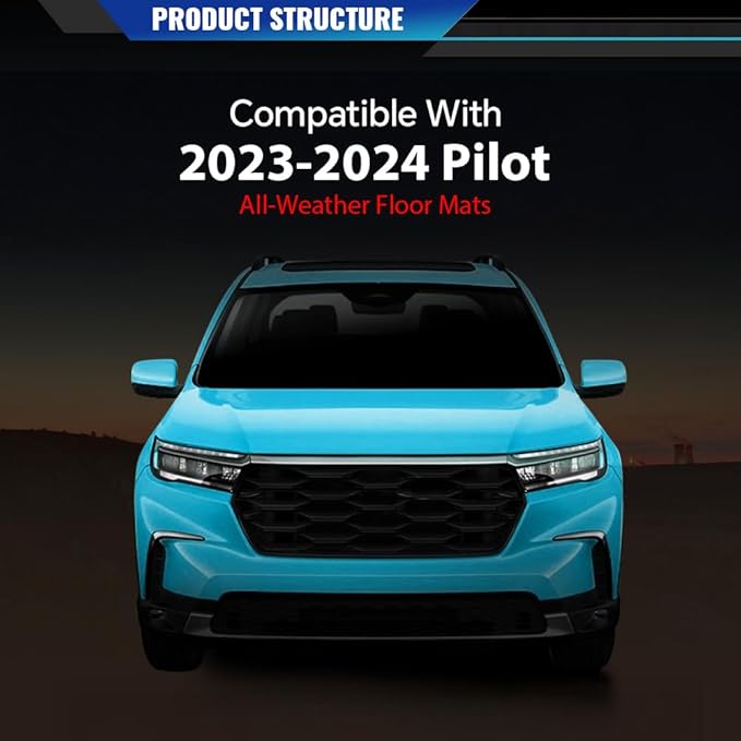 DOTCOM TPE Floor Mats Fit Honda Pilot 2023 2024 2025,All Weather Custom Fit Full Cover Protection 1st & 2nd & 3rd Row Truck Mats Cargo Liner Accessories,alfombras para carro 4PCS