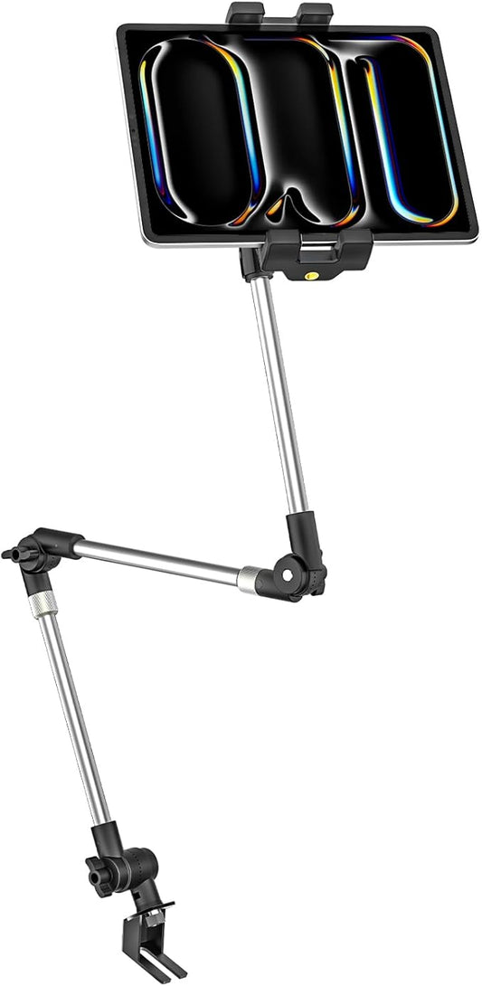EXSHOW Car/Truck Seat Rail Tablet Holder, Tablet Mount for car with Three Adjustable Extension Arm, 360° Rotation with 1/4" Screw, Fit for 4.7-13" iPad Pro Air Mini,Galaxy Tab,Camera,iPhone