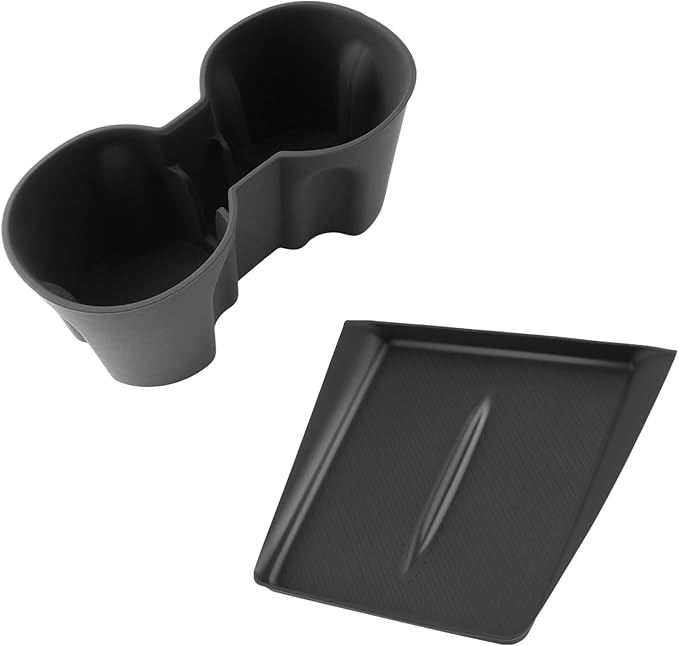 SXCY 2PCS for 2025 Tesla Model Y Accessories [Cup Holder Insert + Wireless Charging Protective Mat] Silicone Cup Holder Limiter for 2025 Model Y Drink Holder Adapter Non-Slip Drink Stopper Stabilizer