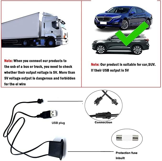 ABALDI El Wire Neon Light Car Interior LED Lights, Ambient Lighting Kits for Xmas Halloween Christmas Car Decoration(5m/16ft, Ice Blue)