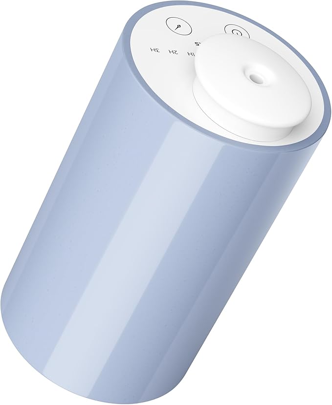 Waterless Essential Oil Diffuser for Home Aromatherapy Car Nebulizing Diffuser Battery Operated 5-20mL Mini Scent Air Machine Up to 600 sq.ft. 4 Countdown Timer 3 Mist-Level (AN7 Light Steel Bule)