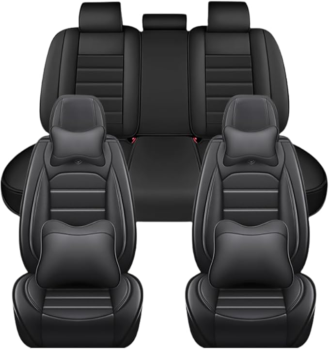for Toyota Highlander 2006-2026 Seat Covers,Waterproof,Abrasion-Resistant PU Leather Full Set Seat Cover(Luxury Classic Black)