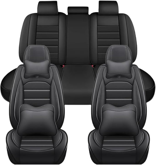 for Toyota Highlander 2006-2026 Seat Covers,Waterproof,Abrasion-Resistant PU Leather Full Set Seat Cover(Luxury Classic Black)