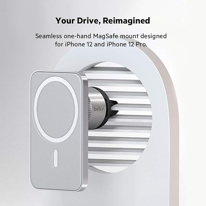 Belkin MagSafe Vent Mount Pro - MagSafe Compatible Phone Mount for Car - Wireless Magnetic Phone Holder Mount for iPhone 17, iPhone 16, 15, Pixel 10, & More - Car Accessories (Certified Refurbished)