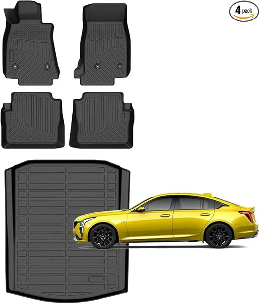 for Cadillac CT5 Floor Mats 2020-2026,Car Mats for Cadillac CT5 & CT5-V All Weather Floor Mats Cargo Liner Accessories 2020-2026