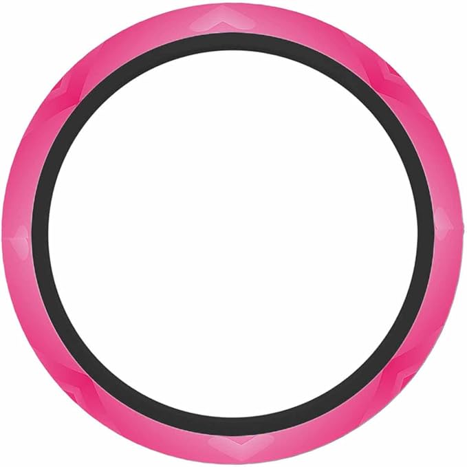Pink Background Car Steering Wheel Cover Glitter Heart Steering Wheel Cover Car Decor Suitable for Most Vehicles Including Trucks and SUV