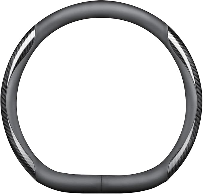 Ergocar Steering Wheel Covers, D-Type Carbon Fiber Leather Steering Wheel Cover Anti-Slip Mesh Lining Suitable for 38cm/15inch Steering Wheel