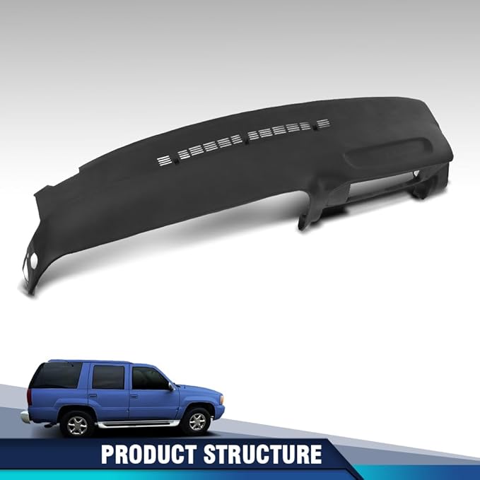 PIT66 Dash Cover Dashboard Compatible with Chevy & GMC Truck C/K 1500, Suburban, Tahoe, Yukon 1997-1999 Fit Chevy & GMC Truck C/K 2500/3500 1997-2000 Fit Cadillac Escalade 1999-2000 Black