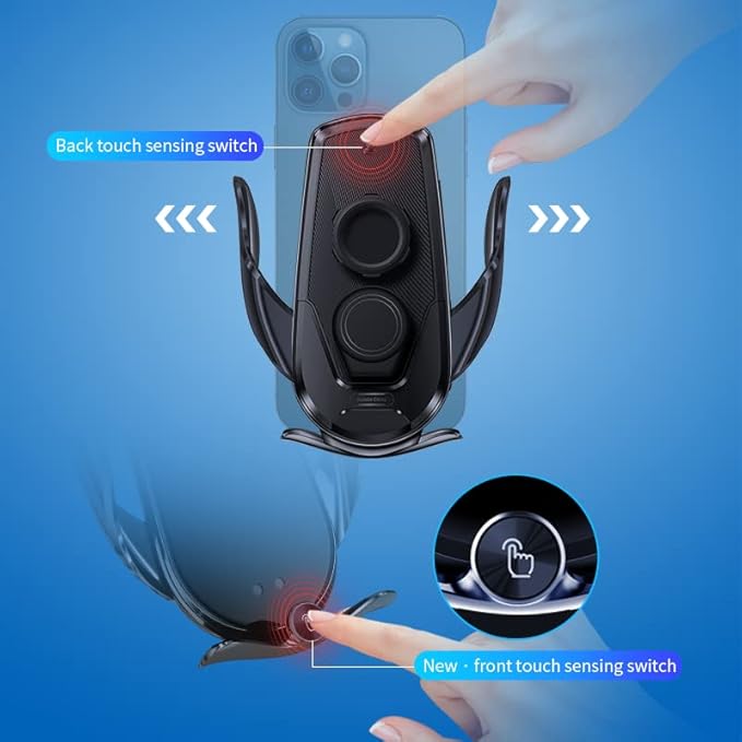 Wireless Car Charger Mount,Auto Clamping Air Vent Phone Holder for Car,New Upgraded Model,15W Qi Fast Charging/Magnetic DC Charging for All Mobile Phones,iPhone,Samsung,Pixel