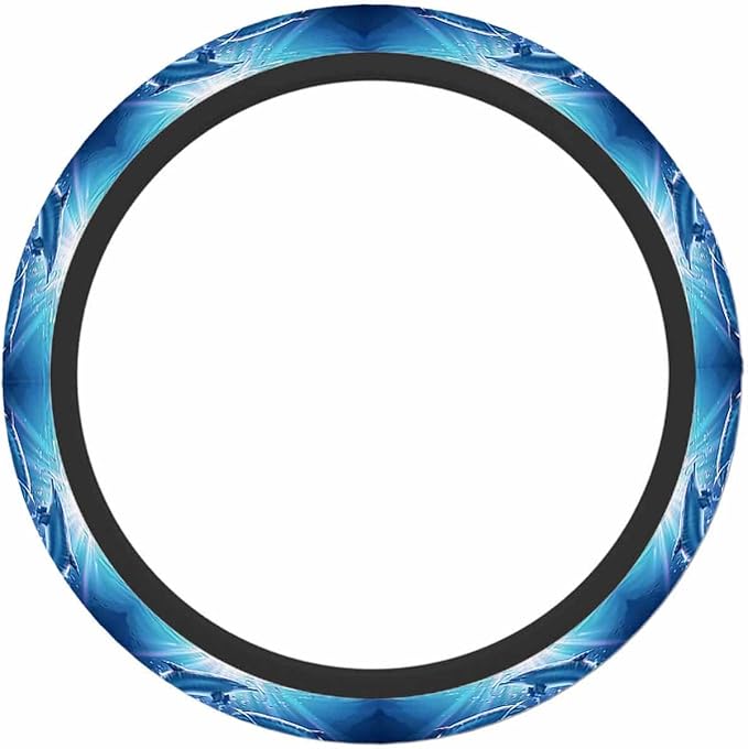 Dolphins Elastic Steering Wheel Cover Two Dolphins in The Blue Sea Steering Wheel Cover Anti Slip Protective Case Universal Stretch Steering Protector