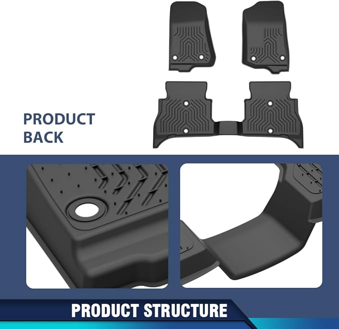 PIT66 Floor Mats Cargo Liners Compatible with Jeep Wrangler Unlimited 4XE 4 Door 2021-2025 (Heavy Duty) 3-Piece Premium All Weather Automotive TPE Liners