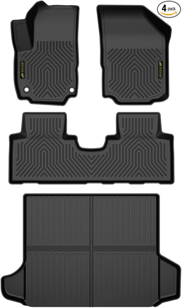PIT66 Floor Mats Cargo & Liners Compatible with Chevy Equinox 2018 2019 2020 2021 2022 2023 2024 Floor Liners (Heavy Duty) TPE All Weather 1st & 2nd & 3rd Row Premium Black alfombras para carro