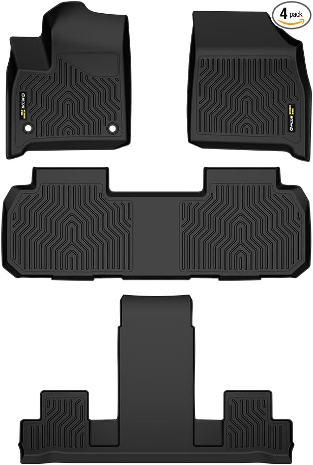 TPE Floor Mats Cargo Mats, Compatible with Chevy Traverse 2018-2024, 1st & 2nd & 3rd Row 4PCS with 2nd Row Bucket Seats, All Weather Full Cover Protection, Black Cargo Liner Interior Accessories