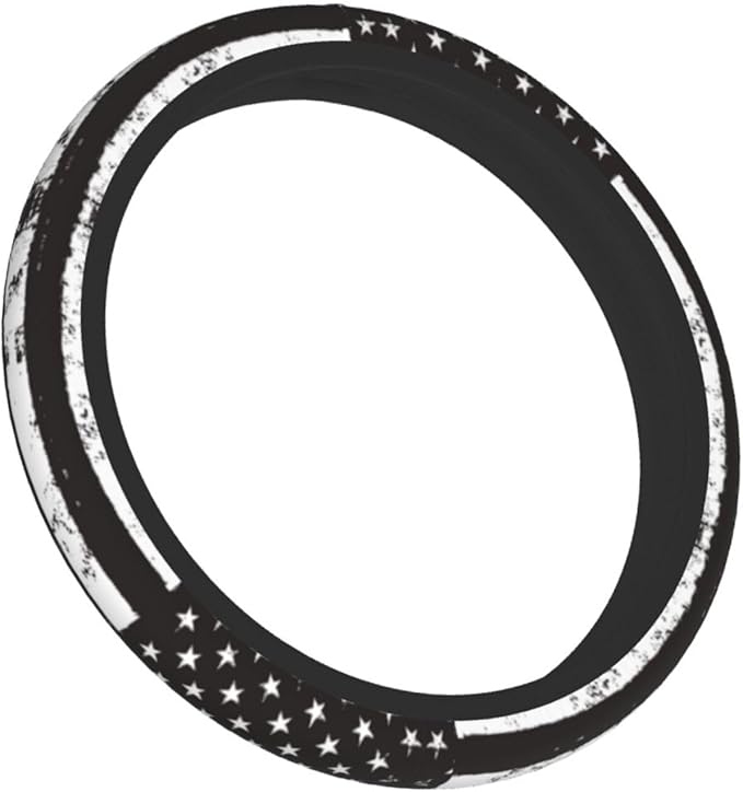 American Flag Steering Wheel Cover with 2 Car Coasters Non Slip Neoprene for Women Men Universal 15 Inch