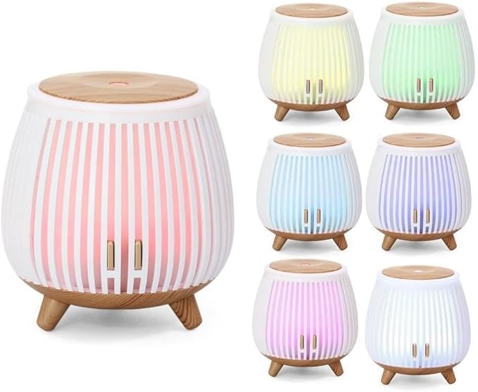 Essential Oil Diffuser Humidifier 140 mL with LED Mood Light,Quiet Aromatherapy Air Freshener for Bedroom,Office,Car or Travel,White