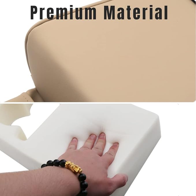 soputry Leather Car Armrest Box Pad, 2023 New Car Center Console Cover Pad Leather Auto Armrest Cover, Universal Arm Rest Cushion Pads for SUV/Truck/Vehicle (Beige2.0, with Cup Holder)