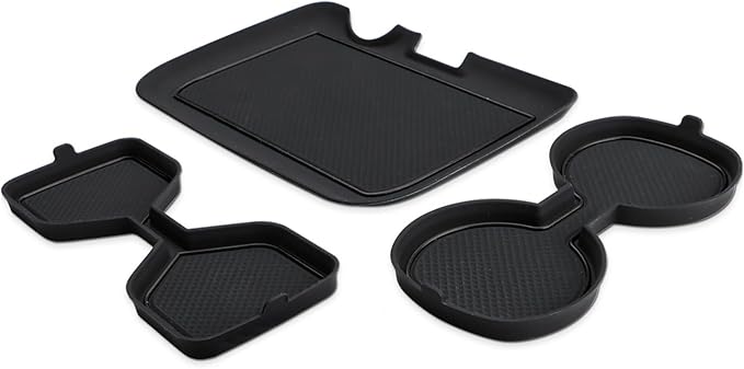 Auovo 3D Cup Holder Insert Liners Compatible with Toyota RAV4 Accessories 2025 2024 2023 2022 2021 2020 2019 Car Custom Cup Holder Mats Pads 3-pc Set (Black Trim)