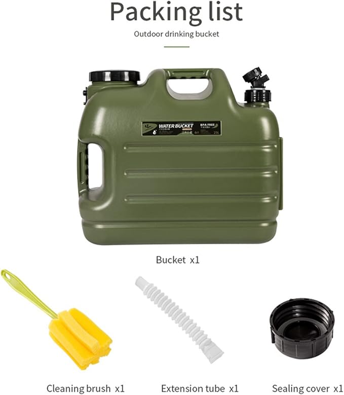 DESERT & FOX Water Container with Spigot 2.6/4.8/6.6Gal PE Water Storage Carrier Portable Green Bucket for Camping Hiking Picnic BBQ(Green 2.6Gal)