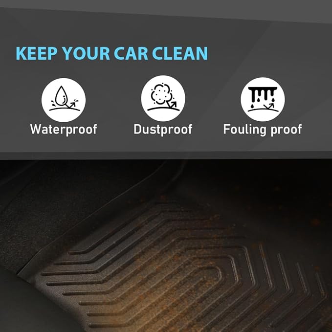 Floor Mats Compatible with Chevy Silverado & GMC Sierra 1500 Crew Cab 2007-2013,Fit 2500 3500 Crew Cab 2007-2014 1st & 2nd Row 3PCS Truck Mats Accessories TPE Cargo Liners All Weather Protection