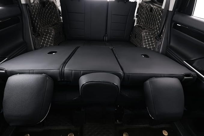 EKR Highlander Seat Covers for SUV Toyota Highlander 2020 2021 2022 2023 2024 2025 2026,2nd Row 40/60 Split,Car Seat Covers Front Seats Back Seat,Leather Seat Covers Full Set-Faux Leather(Black)