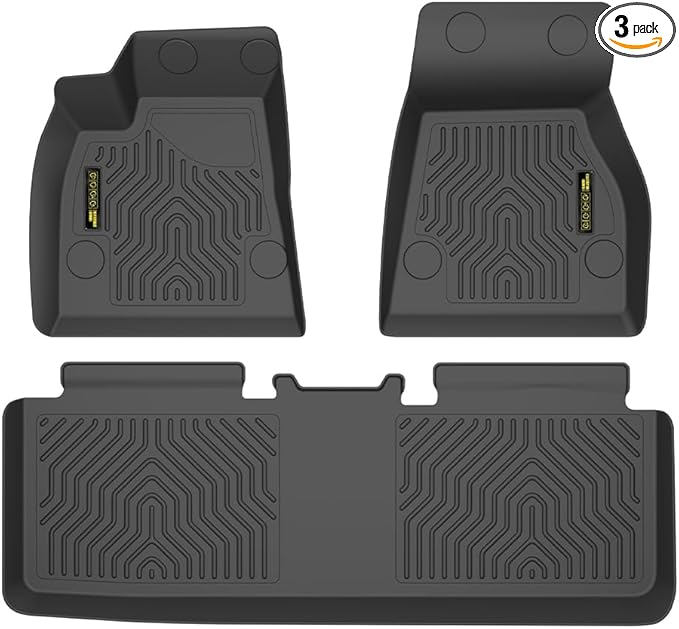 PIT66 Floor Mats Cargo Liners Compatible with Tesla Model S 2015-2020 (Only for Model S Badging) (Heavy Duty) 3-Piece Premium All Weather Automotive TPE Liners