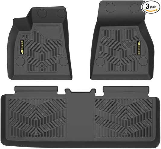 PIT66 Floor Mats Cargo Liners Compatible with Tesla Model S 2015-2020 (Only for Model S Badging) (Heavy Duty) 3-Piece Premium All Weather Automotive TPE Liners