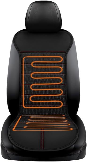 Dyale Car Seat Covers, Leather Car Seat Cushion for Winter, Universal Fit for Most Cars, SUVs & Trucks (Black)