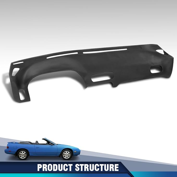 PIT66 Dash Cover Dashboard Bezel Compatible with Nissan 240SX 1989 1990 1991 1992 1993 1994 Without Heads Up Display Black Instrument Panel