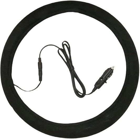 Steering Wheel Cover - 12V Plug-in Heated Wheel Protector for Winter Vehicles, Sedan, Truck, Minivan, Daily Commute, Long Drive, Road Trip, Travel Adventure, Comfortable Anti-Slip Design