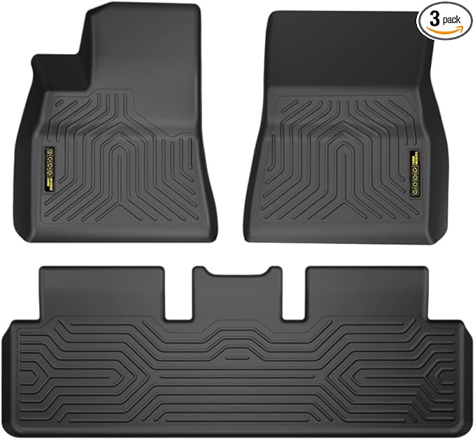 PIT66 Floor Mats Cargo Liners Compatible with Tesla Model 3 2017-2023 Sept Old Style, Not Fit 2023 Oct-2026 New Model (Heavy Duty) 3-Piece All Weather Automative TPE Liners