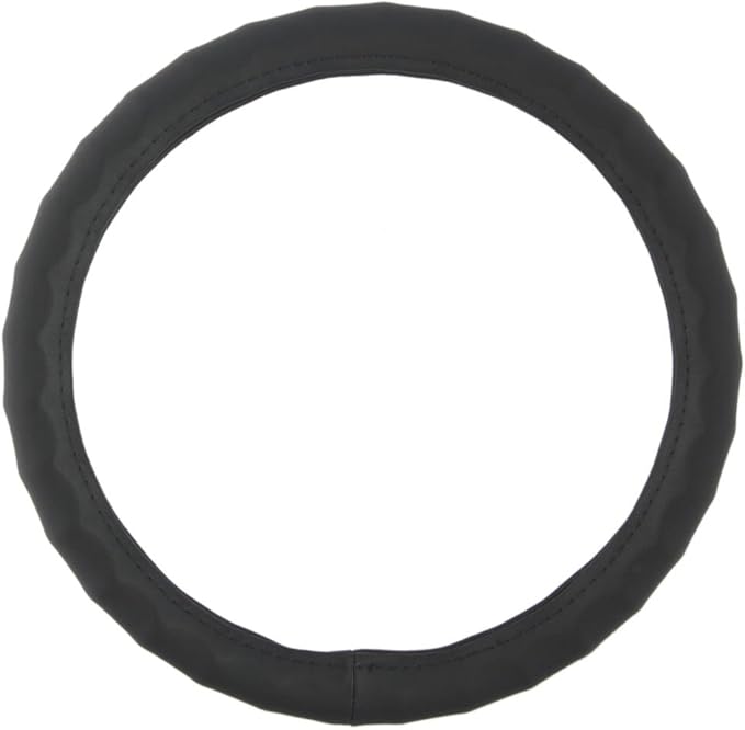 Motor Trend Ergonomic Grip Steering Wheel Cover/Protector for Small Size Steering Wheels in Cars, SUVs, Boats (13.5-14.5") (Genuine Leather (Black))
