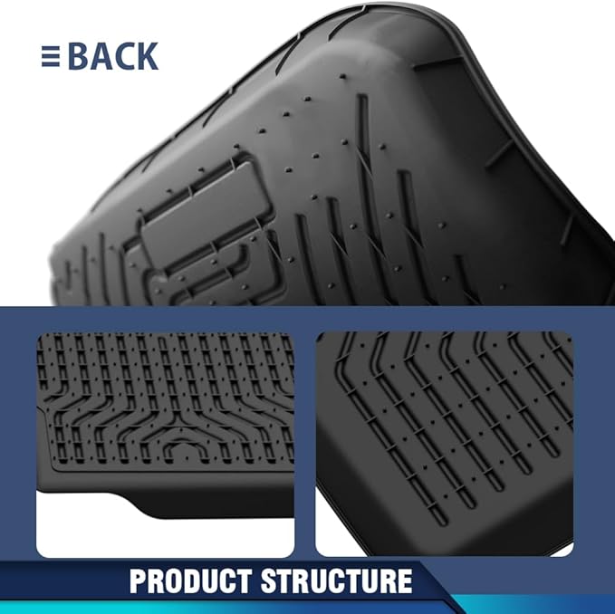 PIT66 Floor Mats Cargo Liners Accessories Compatible with Tesla Model 3 2017 2018 2019 2020 2021 2022 2023 (Heavy Duty) 4-Piece Premium All Weather Automotive TPE Liners