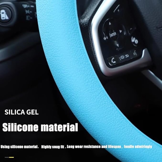 Universal Four Season Thin Silicone Steering Wheel Cover - Anti Slip Wear Resistant Comfortable for Car Black