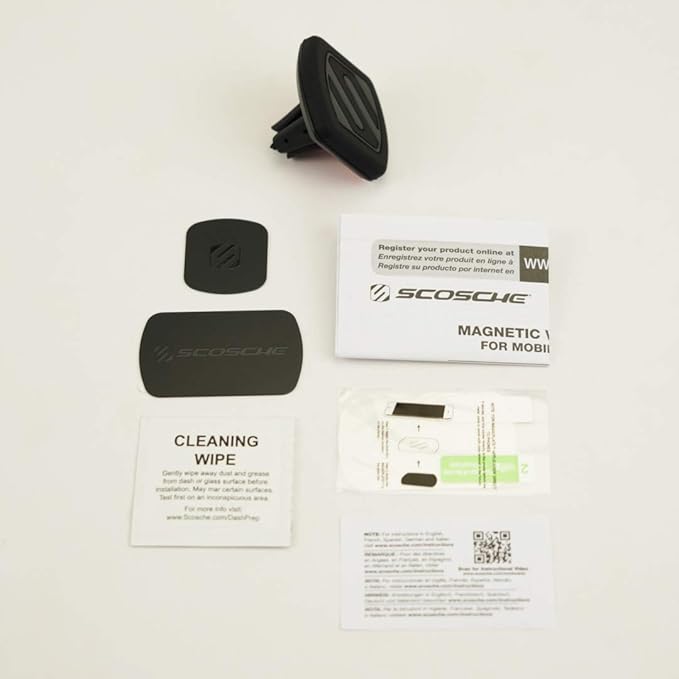 Scosche MAGVM2 MagicMount Magnetic Car Phone Holder - Strong Magnet Car Mount for iPhone and Android - Secure Magnetic Cell Phone Mount for Air Vent - Universal 360° Adjustable Mobile Cellphone Holder