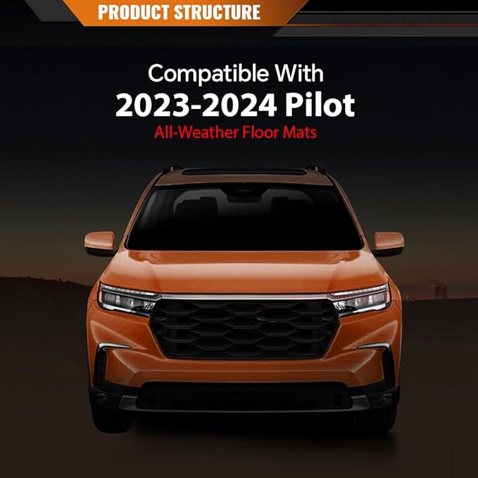 ANDPLAY TPE Floor Mats Liners Compatible with Honda Pilot 2023 2024 2025 All Weather Protection Black Floor Liners alfombras para carro