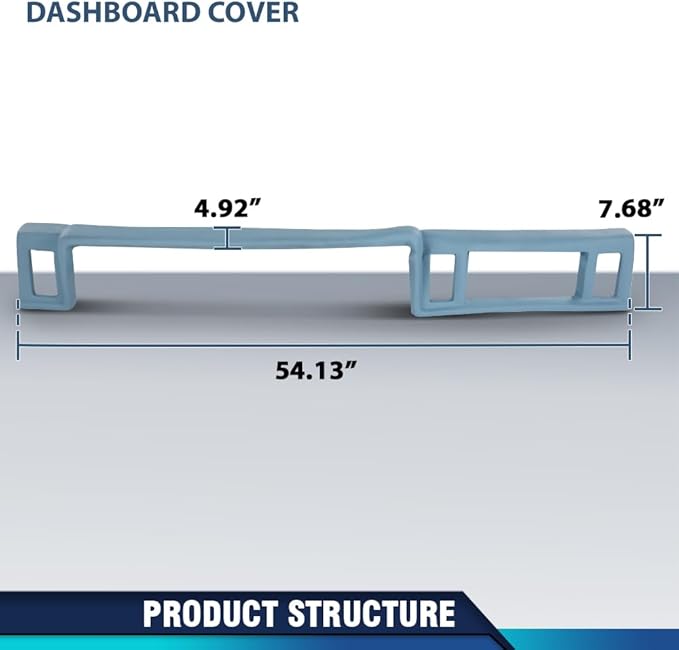 PIT66 Dash Cover Dashboard Bezel Compatible with Ford Ranger S/XLT/STX/Custom 1988, Fit Ford Ranger 1983 1984 1985 1986 1987 Light Blue Instrument Panel