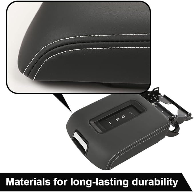 PIT66 Center Console Armrest Lid Compatible with Chevy Tahoe/Suburban/GMC Yukon/Yukon XL 2015 2016 2017 2018 2019 Black Console Cover Armrest Lid 0227083AA L0227083AA