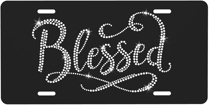 Blessed Front License Plate Aluminum Decorative License Plates Funny Metal Car Plate 6"X12" Novelty Vanity Tag Cover with 4 Holes Car Decor Accessory
