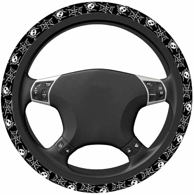 Spider Web Steering Wheel Cover Spider on The Web White Black Steering Wheel Cover for Women Men Anti-Slip Breathable Steering Wheel Protector Car Accessories