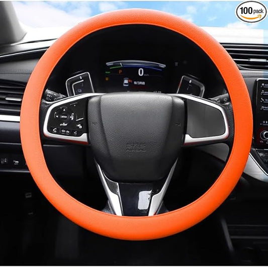 Universal Four Season Thin Silicone Steering Wheel Cover - Anti Slip Wear Resistant Comfortable for Car Orange