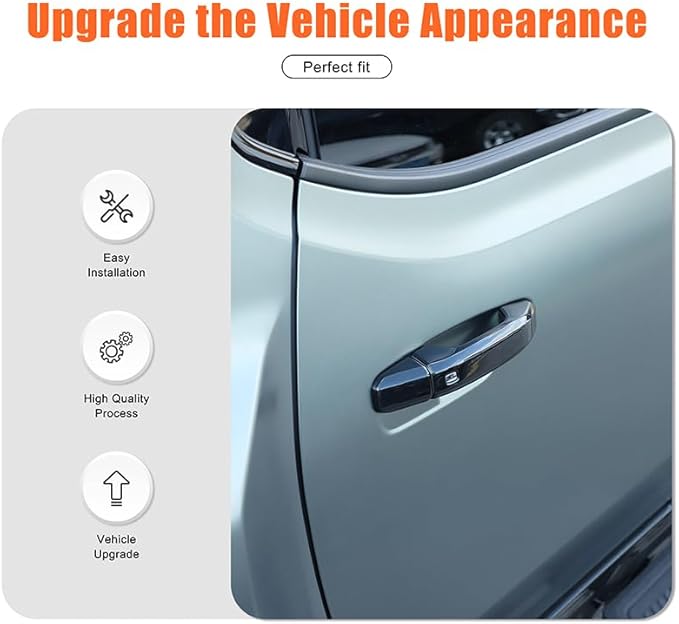 for Hummer EV Accessories Exterior Door Handle Covers Compatible with Hummer EV SUV Pickup 2022-2024 2025 ABS Car Door Handle Protectors Cap, Front Rear Outer fror 4 Door Version, 8PCS (Piano Black)