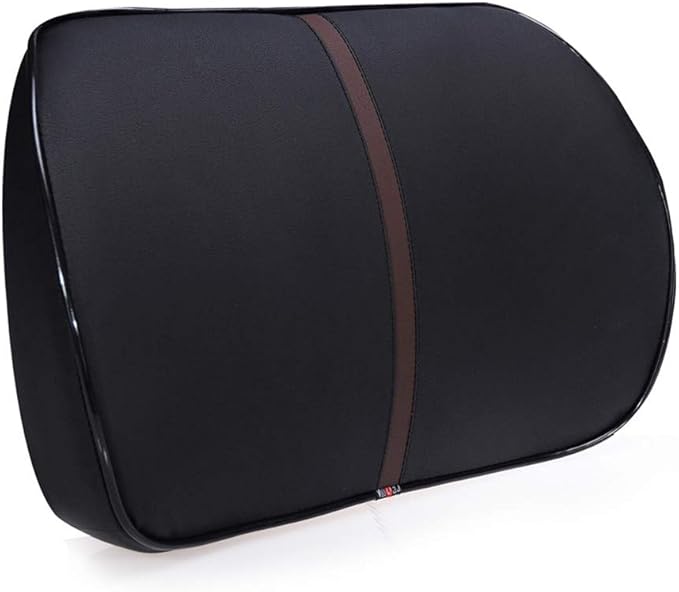 ZHONGLI Memory Foam Lumbar Support Pillow-Middle/Lower Back Support Cushion-Used for car Seats, Office Chairs, recliners, etc. (Black)